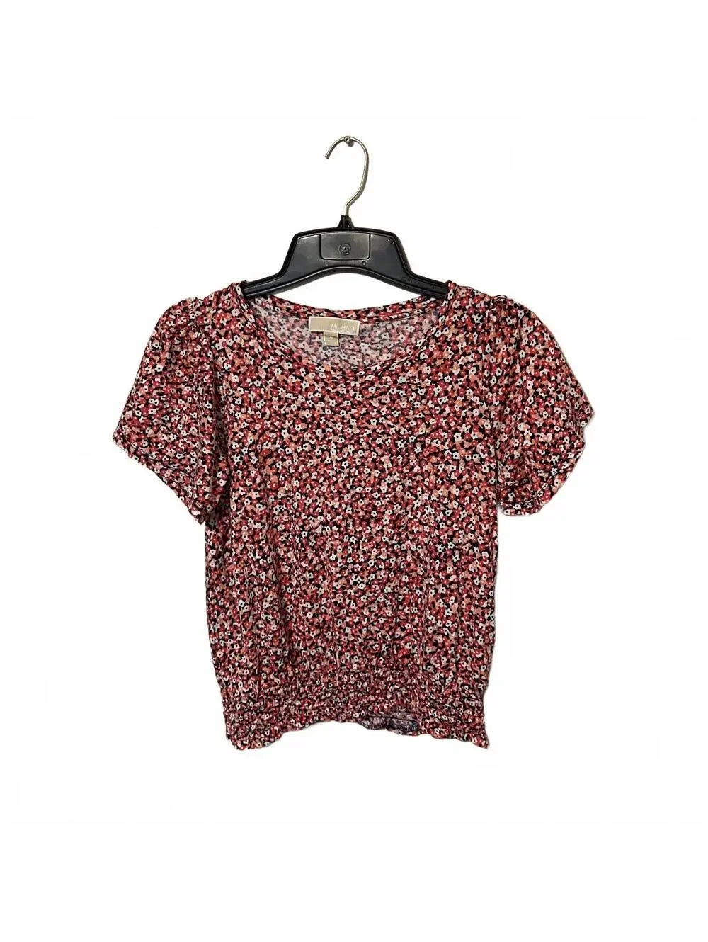 Michael Kors Cottagecore Coquette Smocked Hem Floral Short Sleeve Top Medium